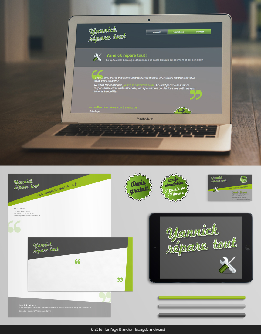 Identité visuelle pour Yannick répare tout